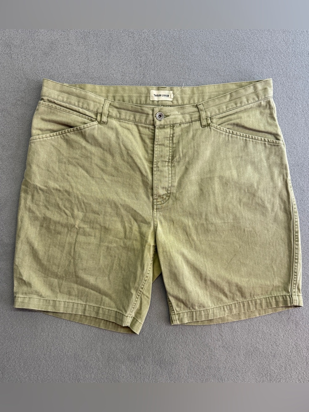 Taylor Stitch Shorts 38 Men's HBT Cotton Chino Military Button Fly Army Green